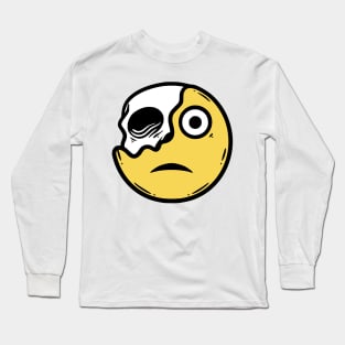 Confused Emoticon with Skull Long Sleeve T-Shirt